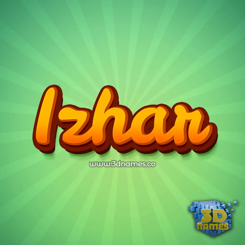 izhar in Green Rays style - 3D name wallpaper