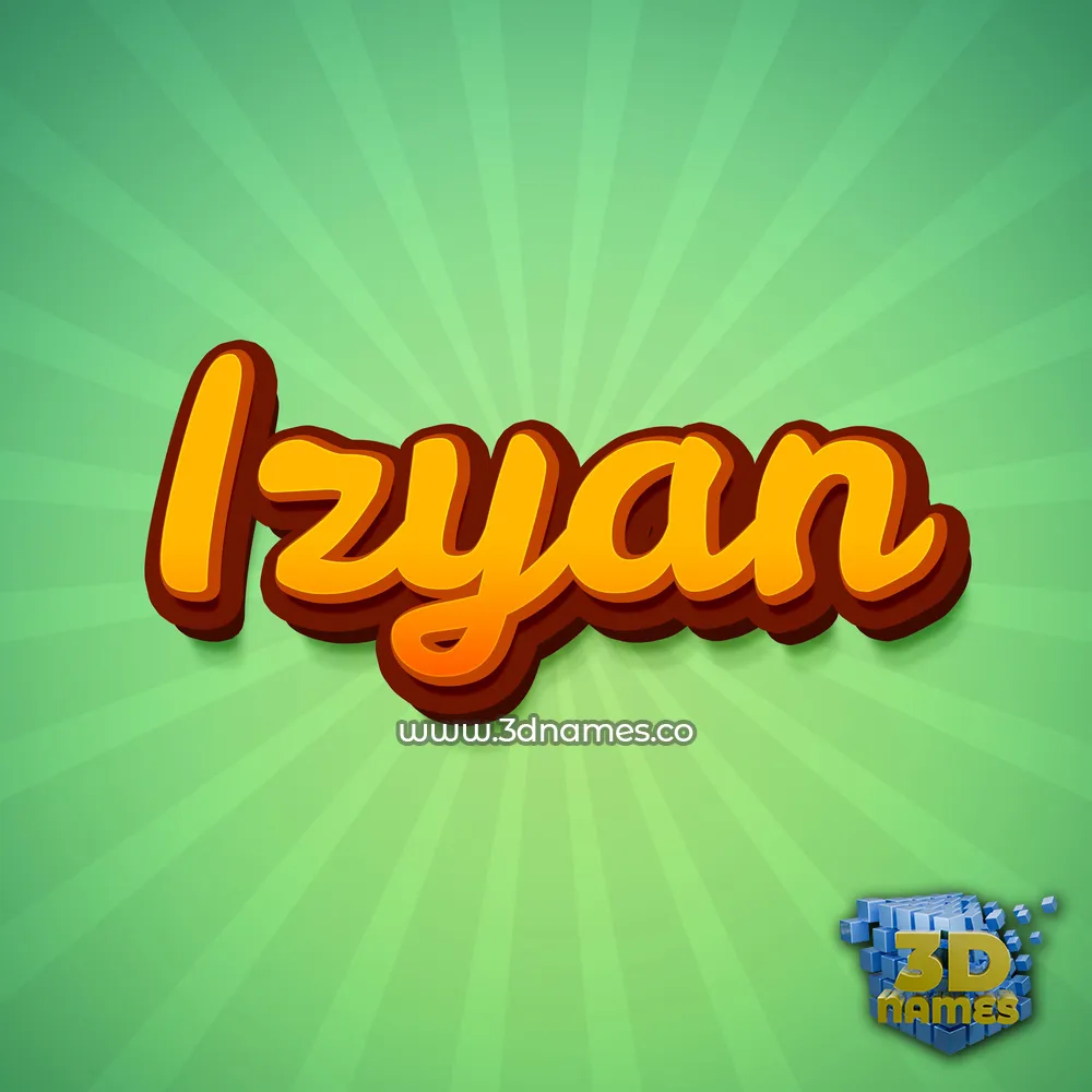 izyan in Green Rays style - 3D name wallpaper