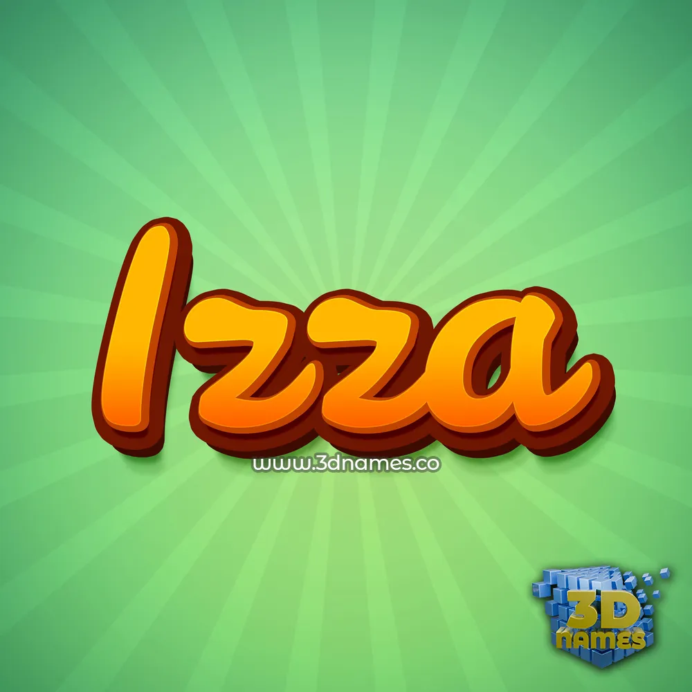 izza in Green Rays style - 3D name wallpaper