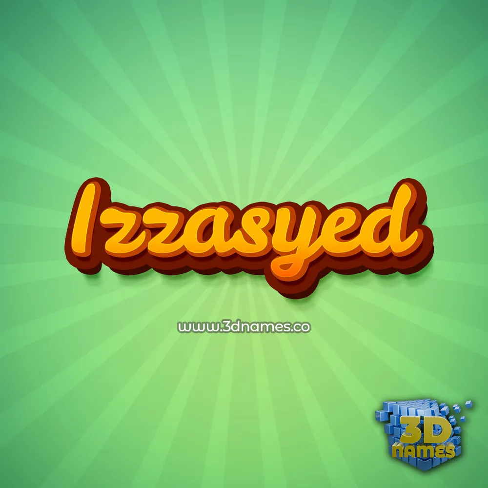 izzasyed in Green Rays style - 3D name wallpaper