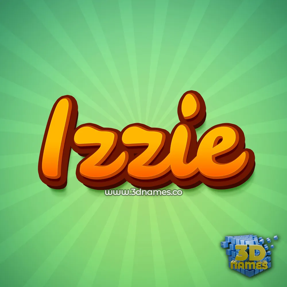 izzie in Green Rays style - 3D name wallpaper