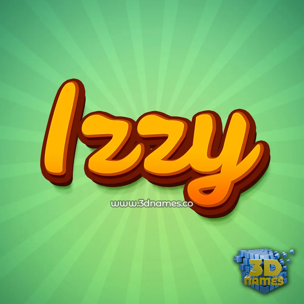 izzy in Green Rays style - 3D name wallpaper