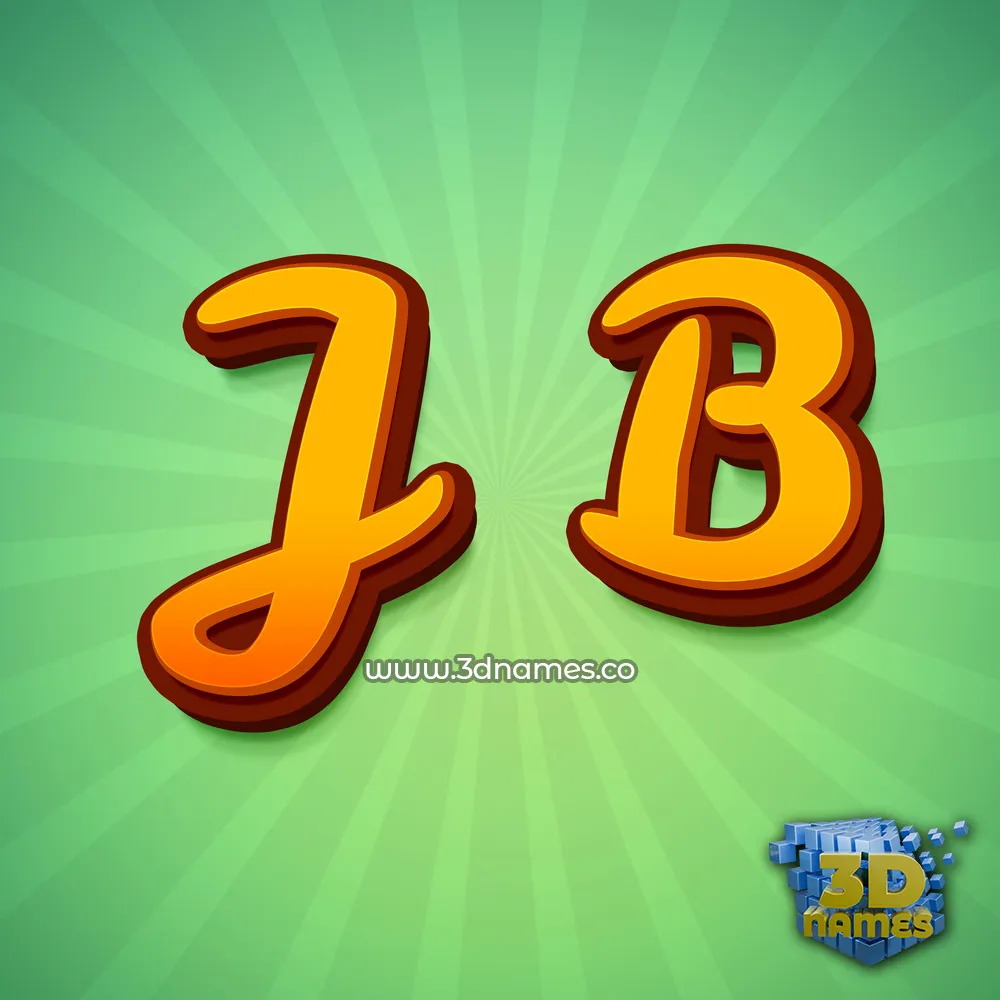 j b in Green Rays style - 3D name wallpaper