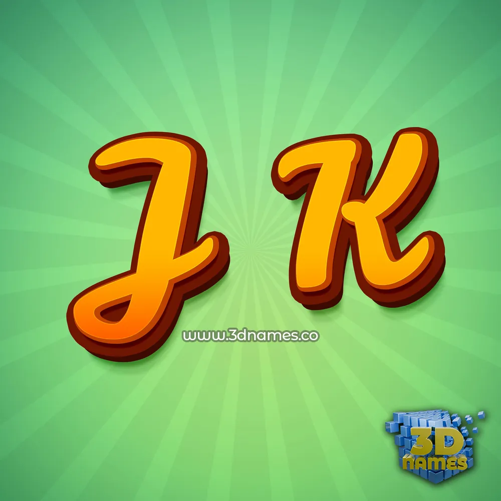 j k in Green Rays style - 3D name wallpaper
