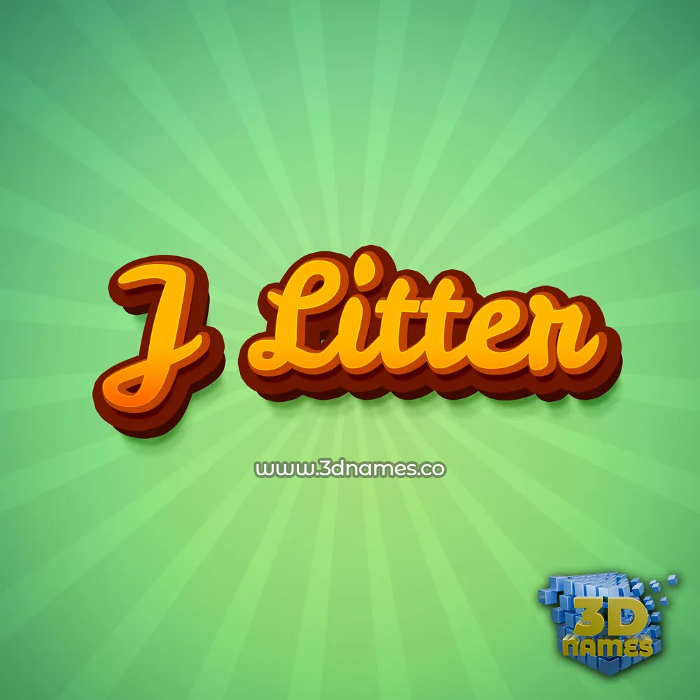 j litter in Green Rays style - 3D name wallpaper