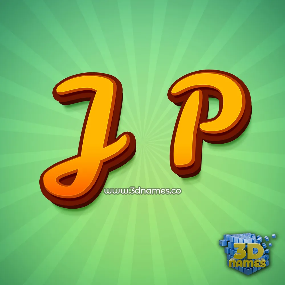j p in Green Rays style - 3D name wallpaper