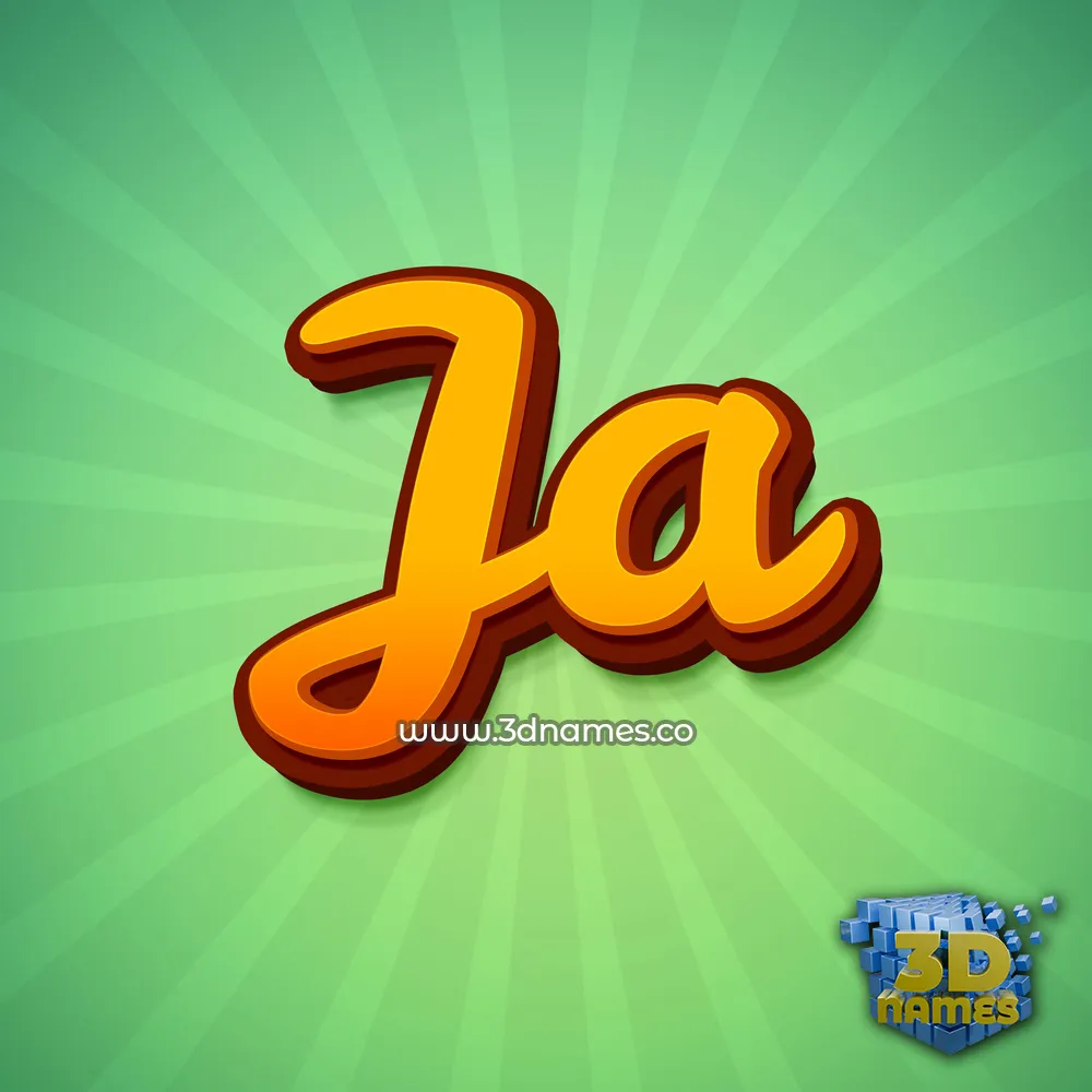 ja in Green Rays style - 3D name wallpaper