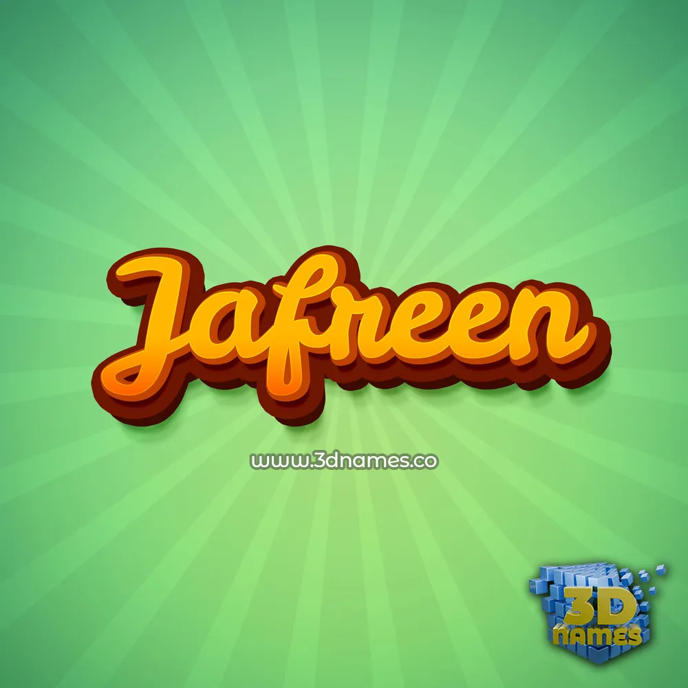 jafreen in Green Rays style - 3D name wallpaper