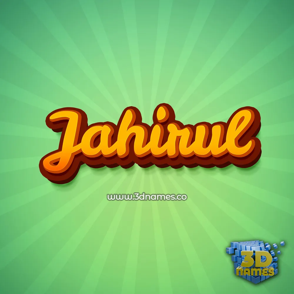 jahirul in Green Rays style - 3D name wallpaper
