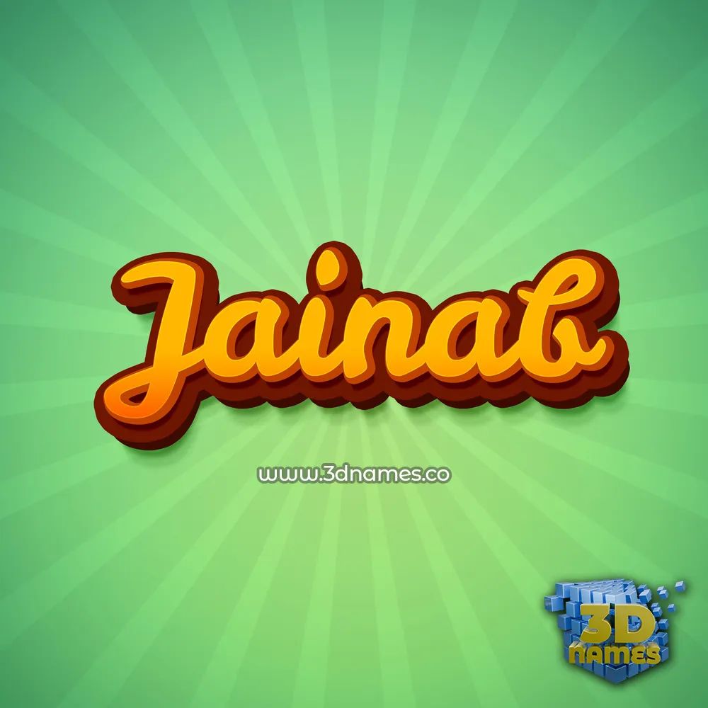 jainab in Green Rays style - 3D name wallpaper