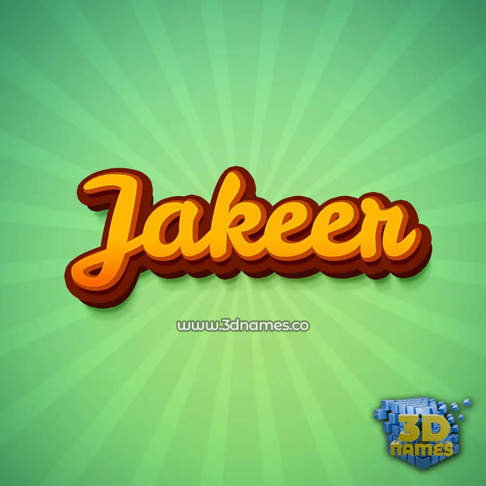 jakeer in Green Rays style - 3D name wallpaper