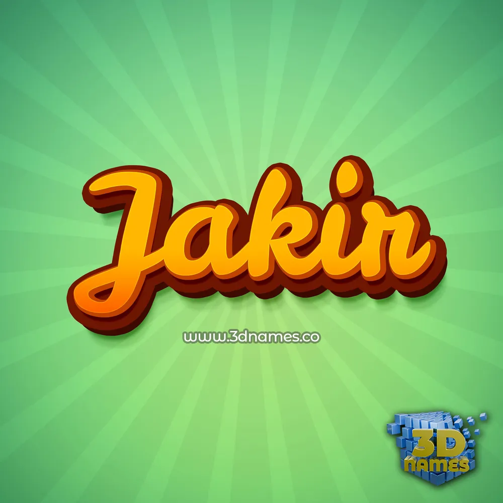 jakir in Green Rays style - 3D name wallpaper