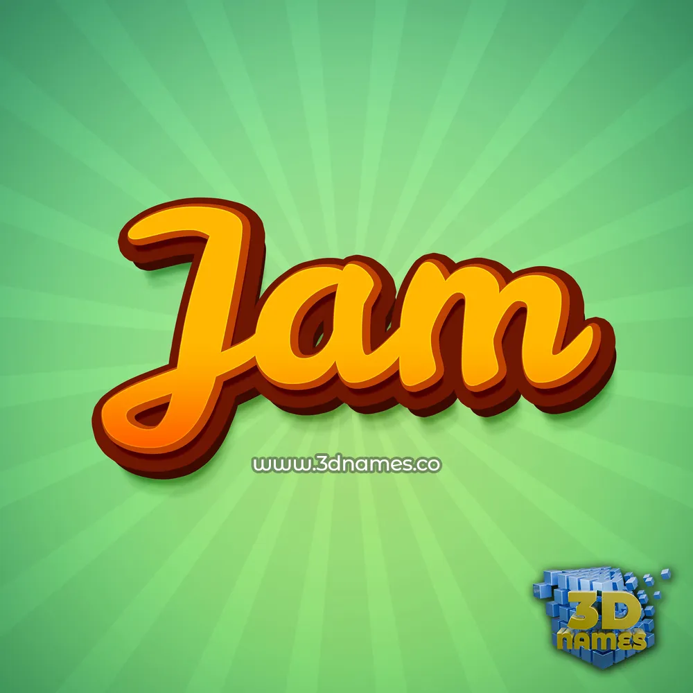 jam in Green Rays style - 3D name wallpaper
