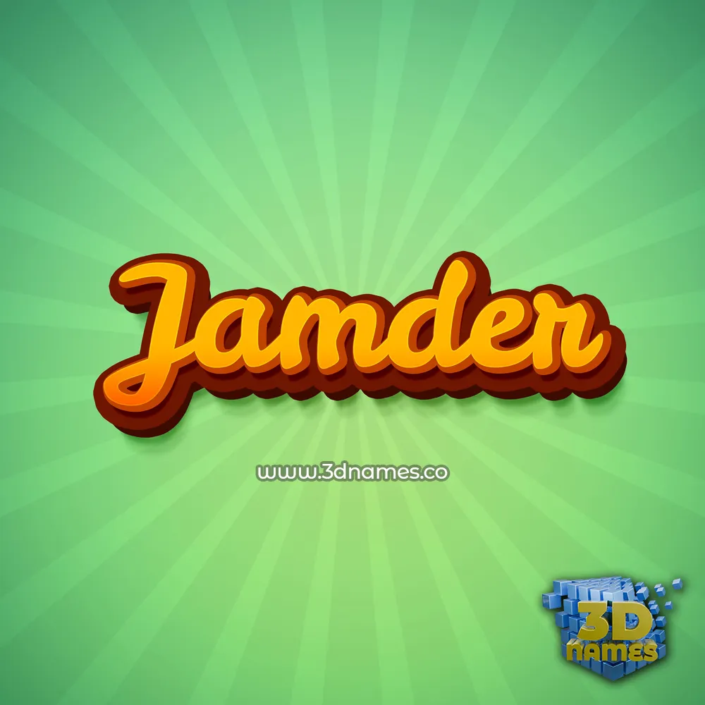 jamder in Green Rays style - 3D name wallpaper