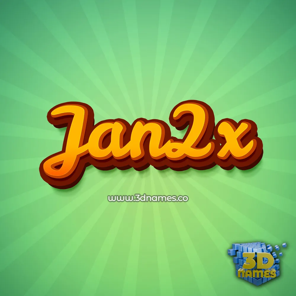 jan2x in Green Rays style - 3D name wallpaper