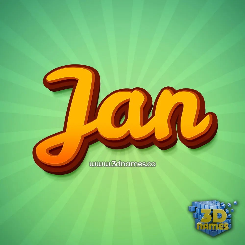 jan in Green Rays style - 3D name wallpaper