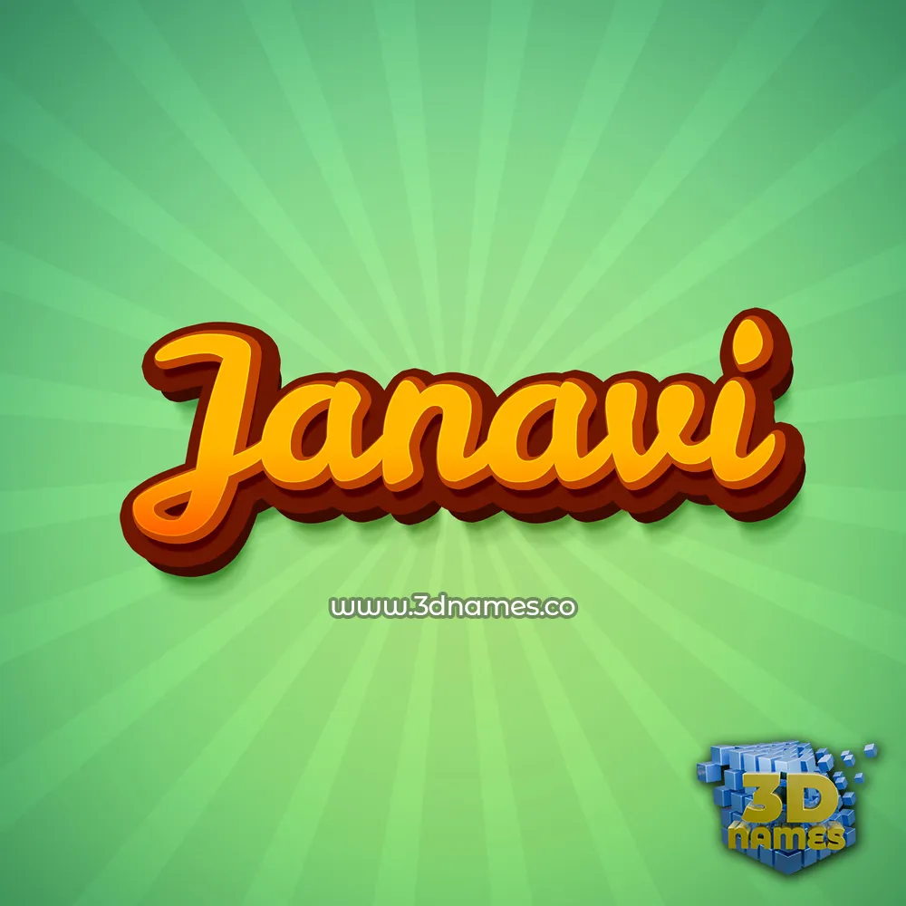 janavi in Green Rays style - 3D name wallpaper
