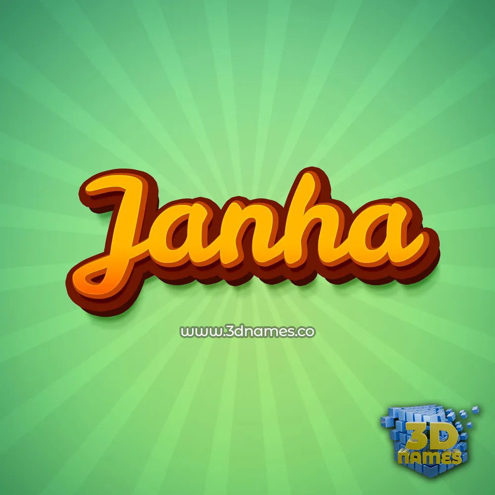 janha in Green Rays style - 3D name wallpaper