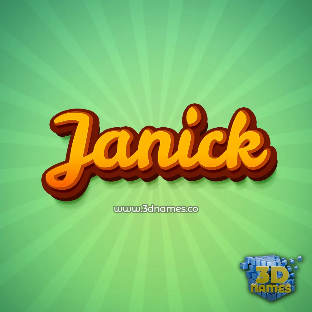 janick in Green Rays style - 3D name wallpaper