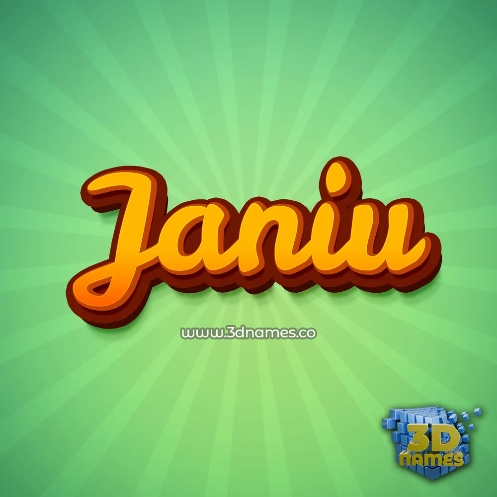janiu in Green Rays style - 3D name wallpaper