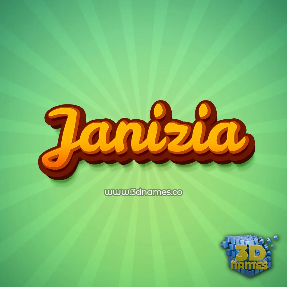 janizia in Green Rays style - 3D name wallpaper