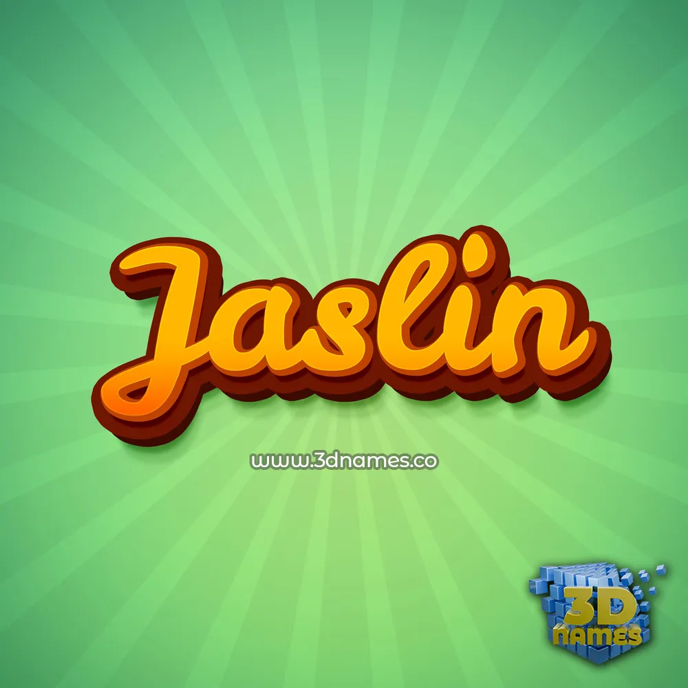 jaslin in Green Rays style - 3D name wallpaper