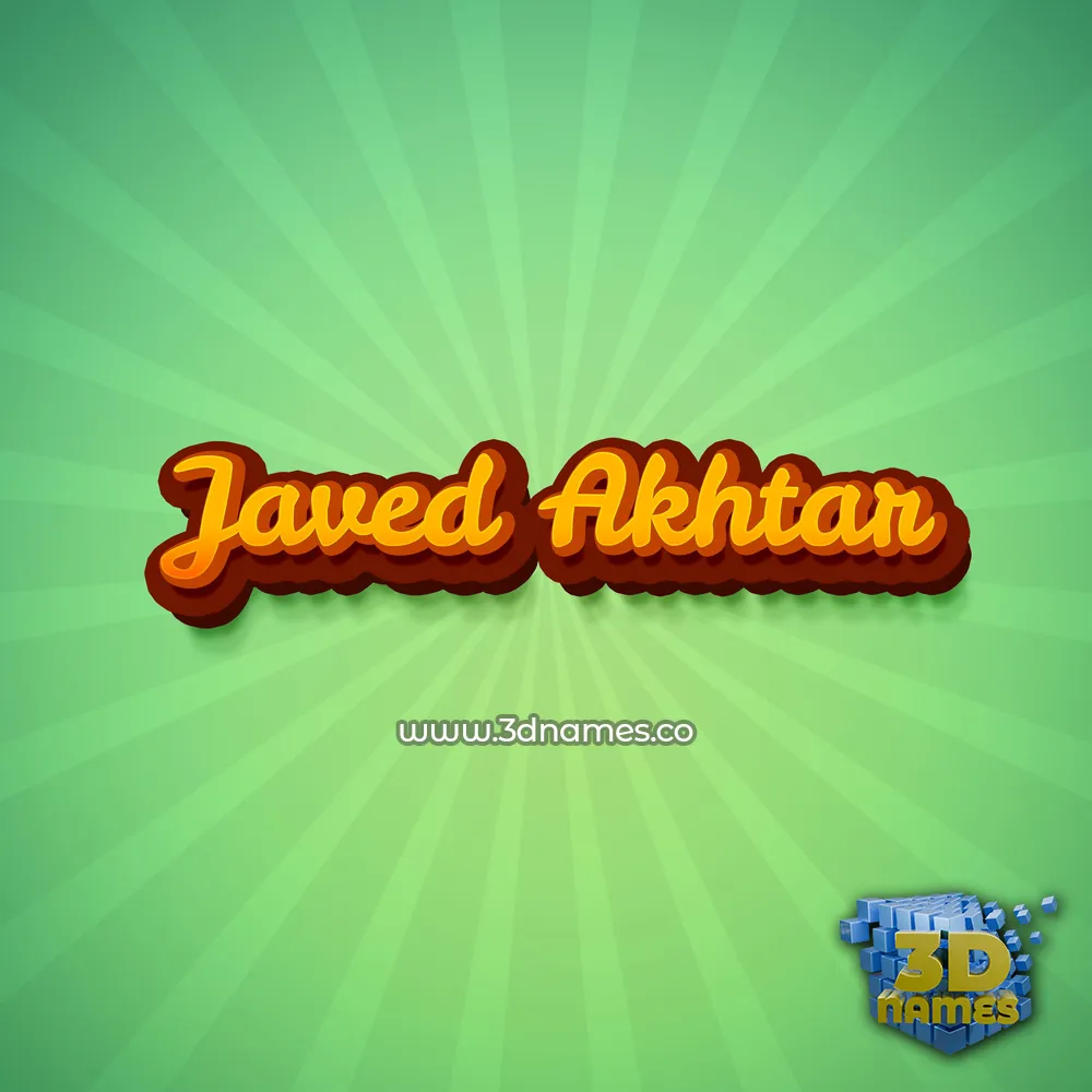 javed akhtar in Green Rays style - 3D name wallpaper