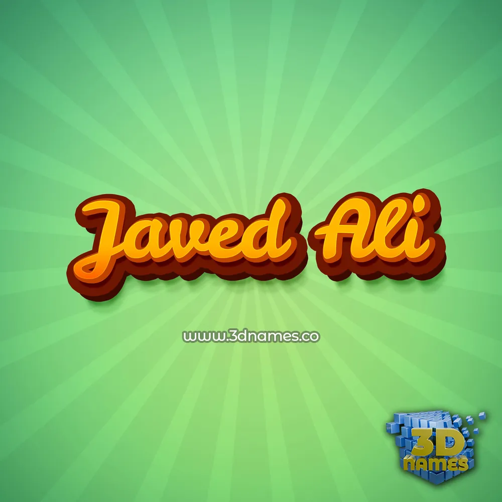 javed ali in Green Rays style - 3D name wallpaper