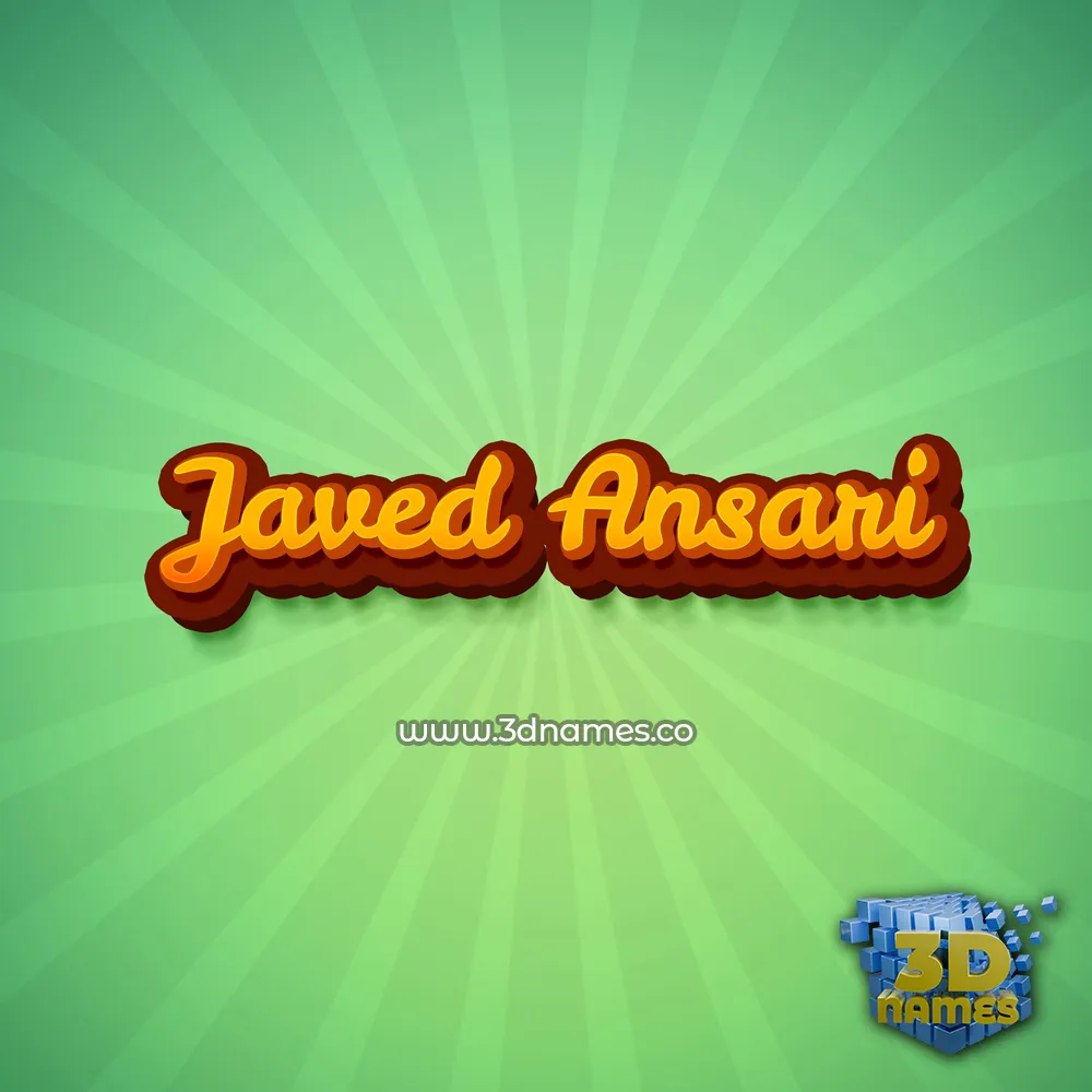 javed ansari in Green Rays style - 3D name wallpaper