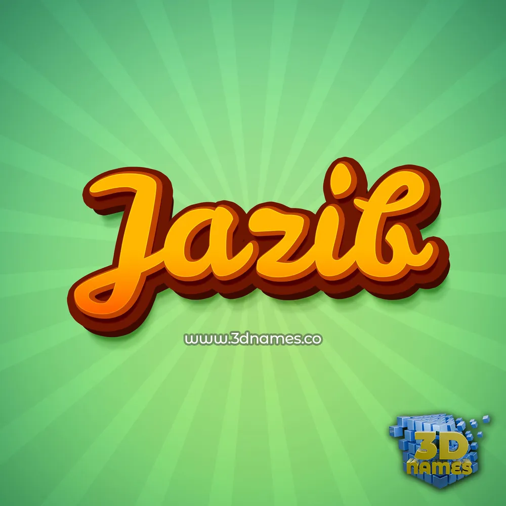 jazib in Green Rays style - 3D name wallpaper