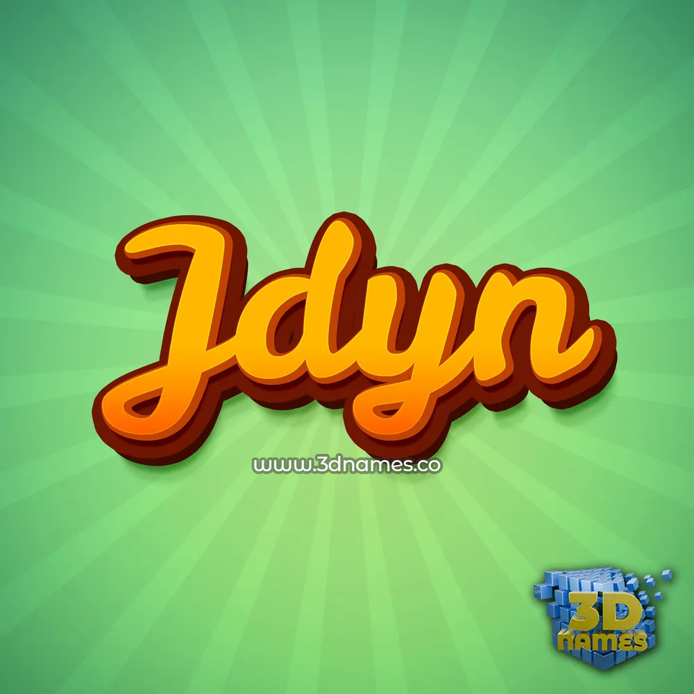jdyn in Green Rays style - 3D name wallpaper