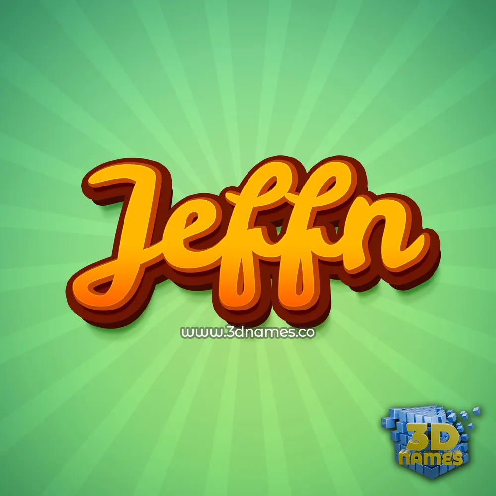 jeffn in Green Rays style - 3D name wallpaper