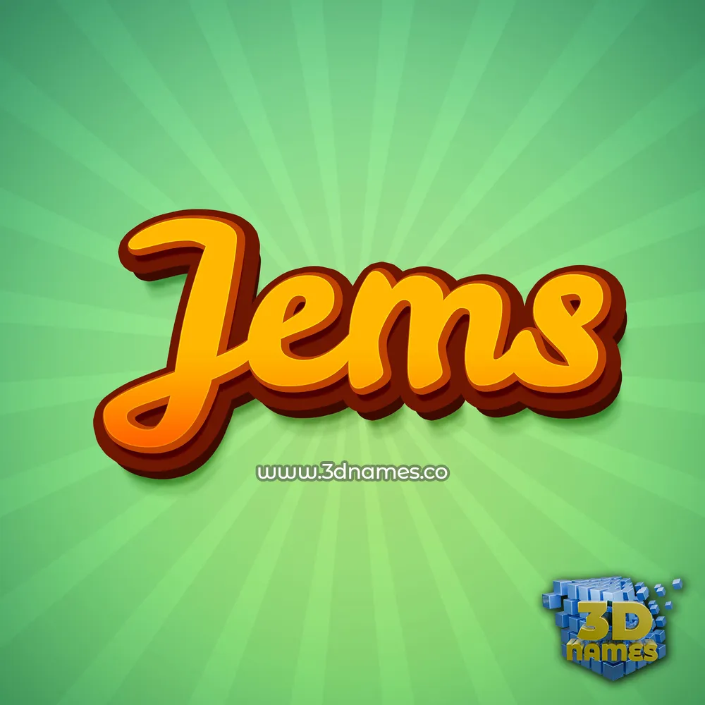 jems in Green Rays style - 3D name wallpaper