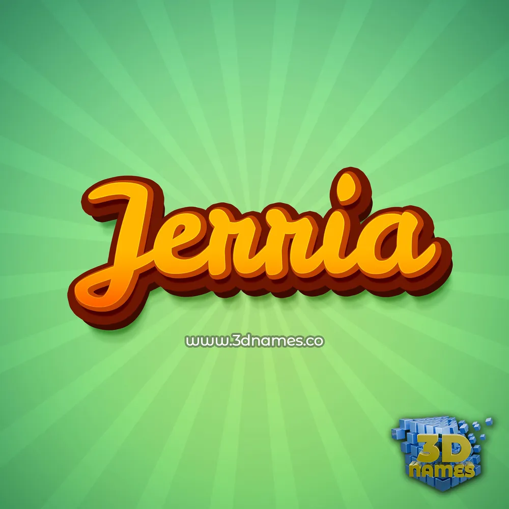 jerria in Green Rays style - 3D name wallpaper