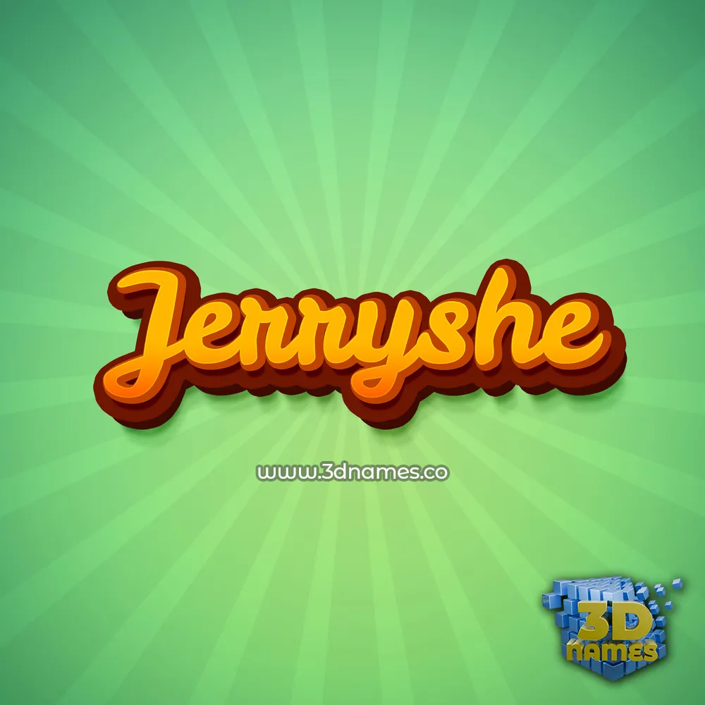 jerryshe in Green Rays style - 3D name wallpaper