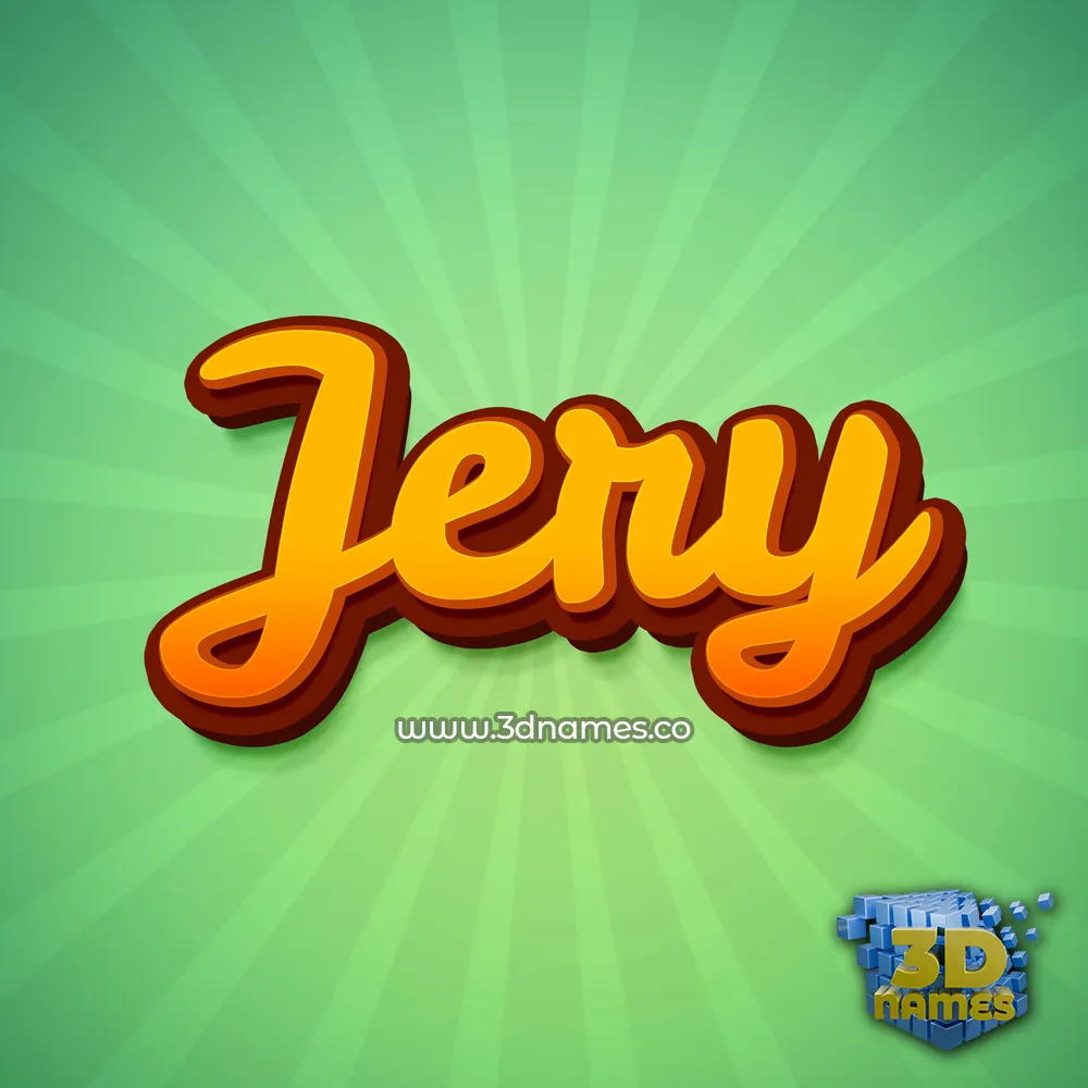 jery in Green Rays style - 3D name wallpaper