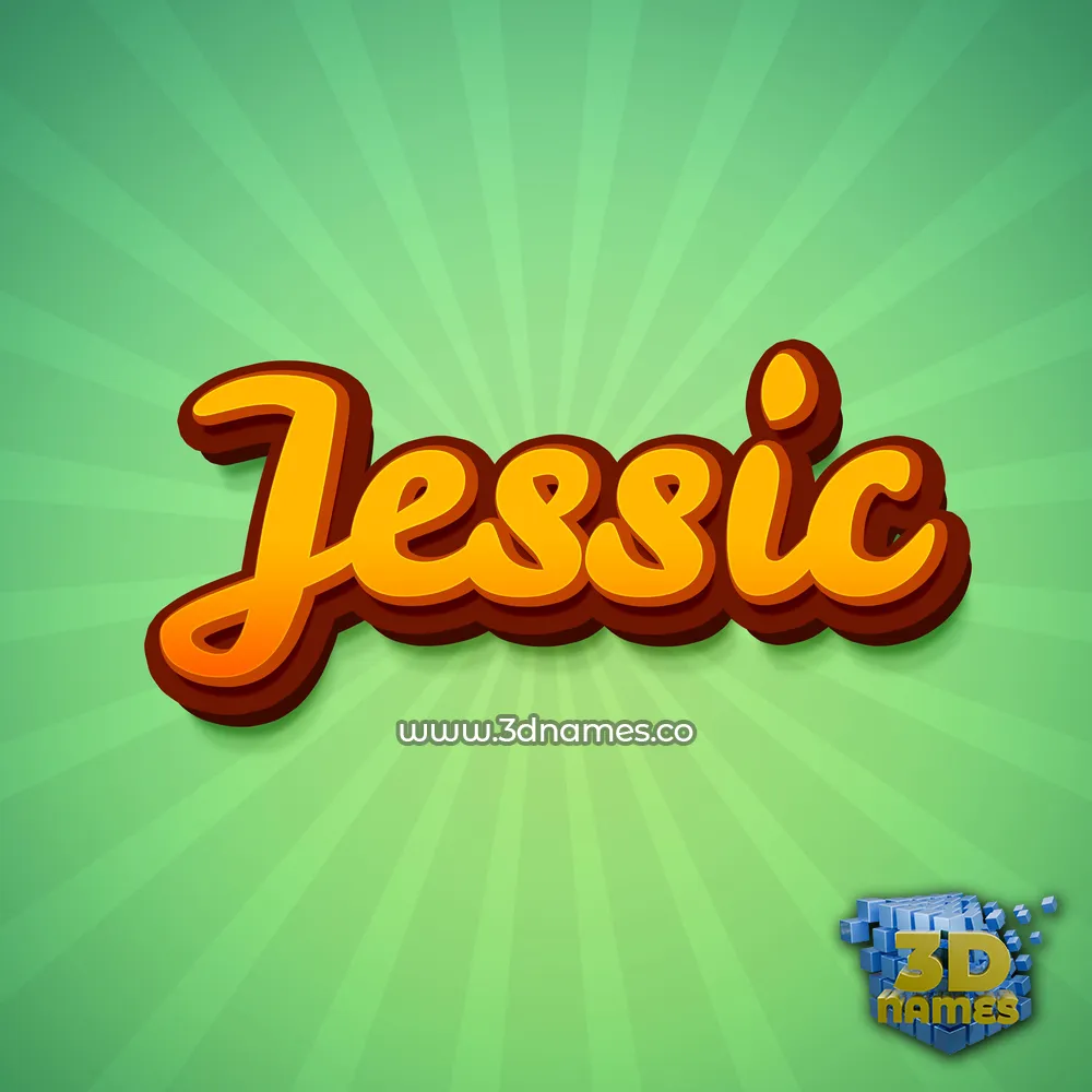 jessic in Green Rays style - 3D name wallpaper