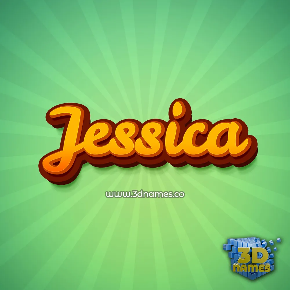 jessica in Green Rays style - 3D name wallpaper