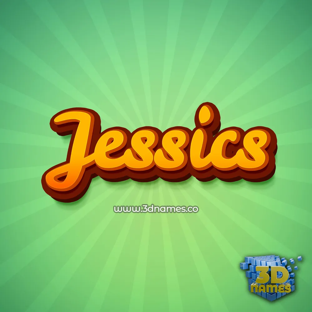jessics in Green Rays style - 3D name wallpaper