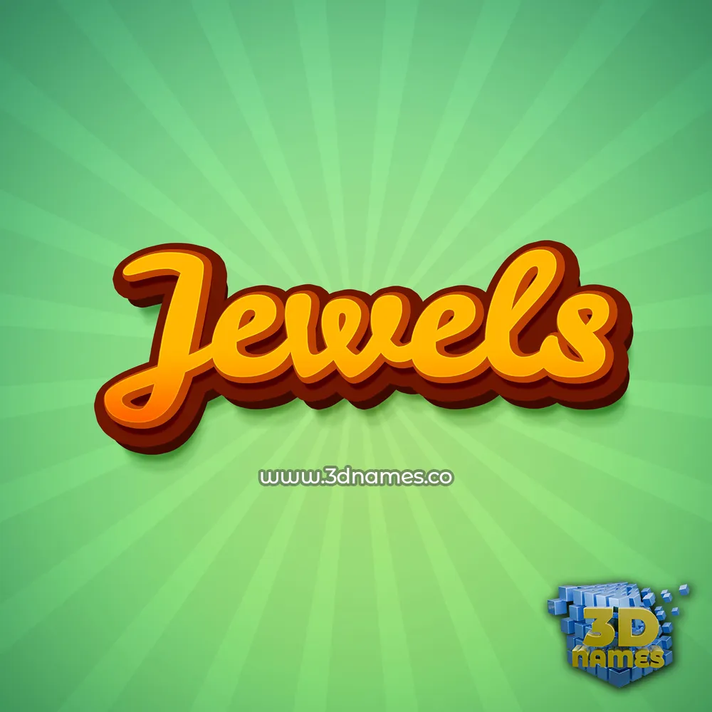 jewels in Green Rays style - 3D name wallpaper