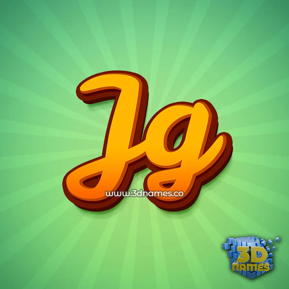 jg in Green Rays style - 3D name wallpaper
