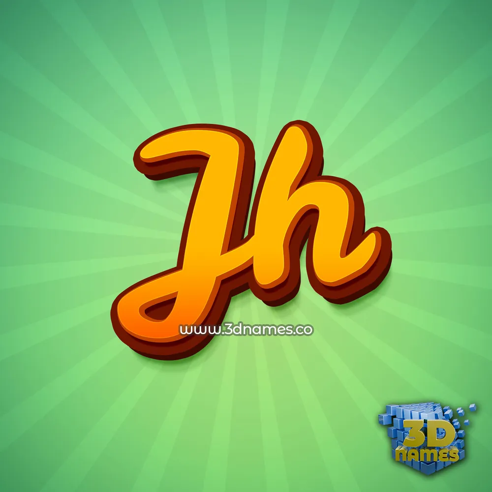 jh in Green Rays style - 3D name wallpaper