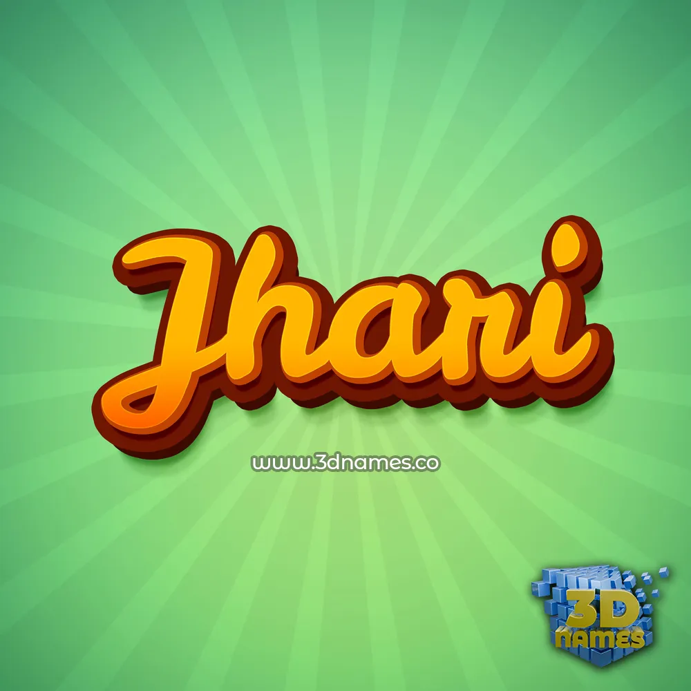 jhari in Green Rays style - 3D name wallpaper