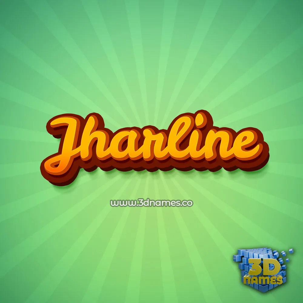 jharline in Green Rays style - 3D name wallpaper