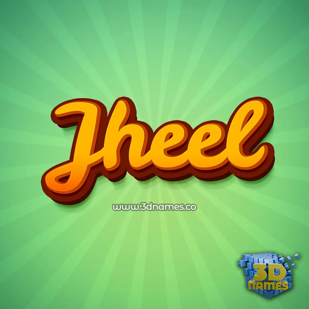jheel in Green Rays style - 3D name wallpaper