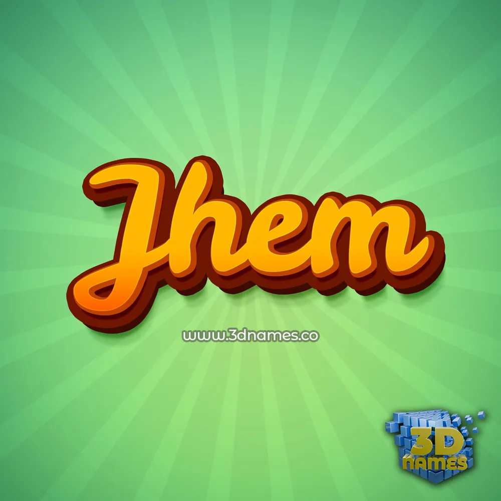 jhem in Green Rays style - 3D name wallpaper