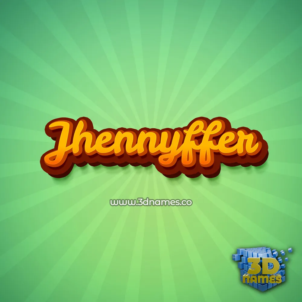 jhennyffer in Green Rays style - 3D name wallpaper