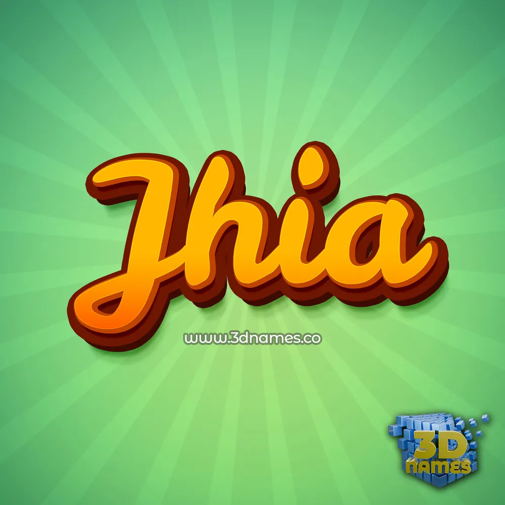 jhia in Green Rays style - 3D name wallpaper