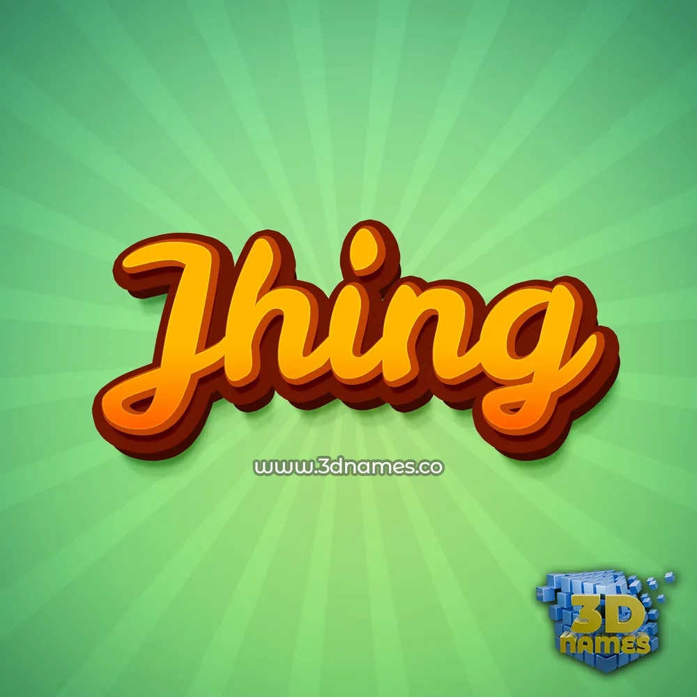 jhing in Green Rays style - 3D name wallpaper