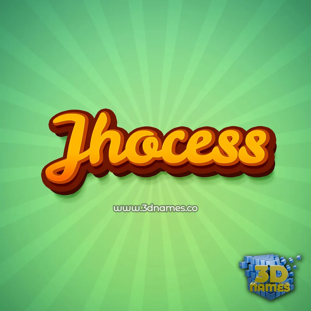 jhocess in Green Rays style - 3D name wallpaper